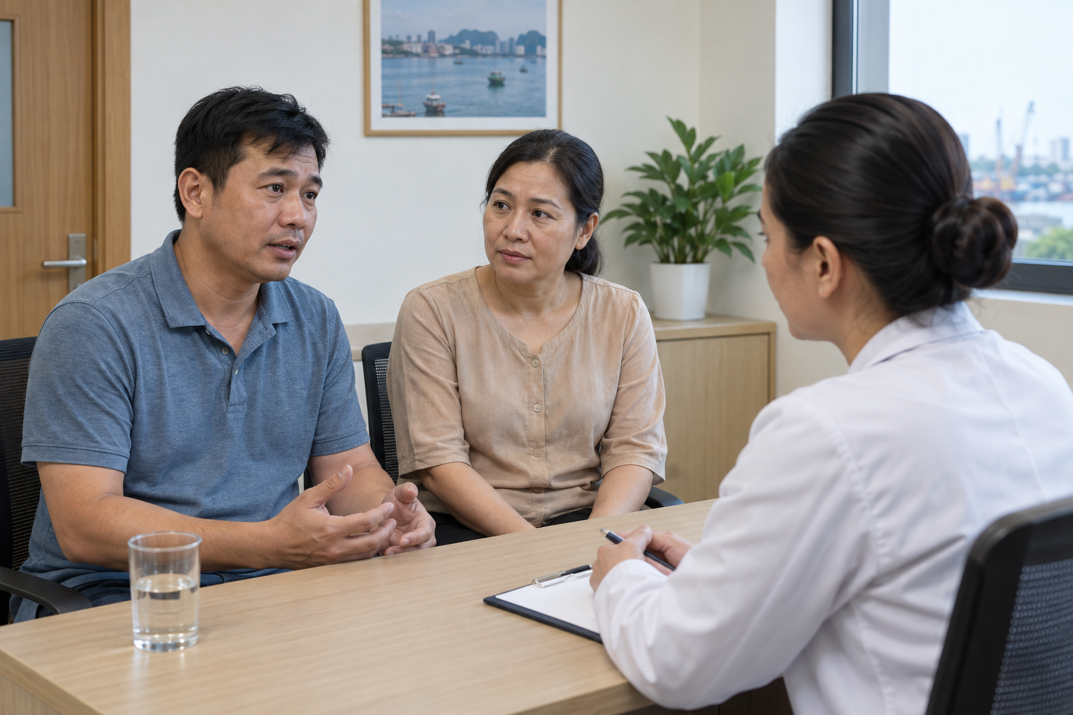 Buổi khám có người thân đi cùng để trao đổi về hỗ trợ cai rượu